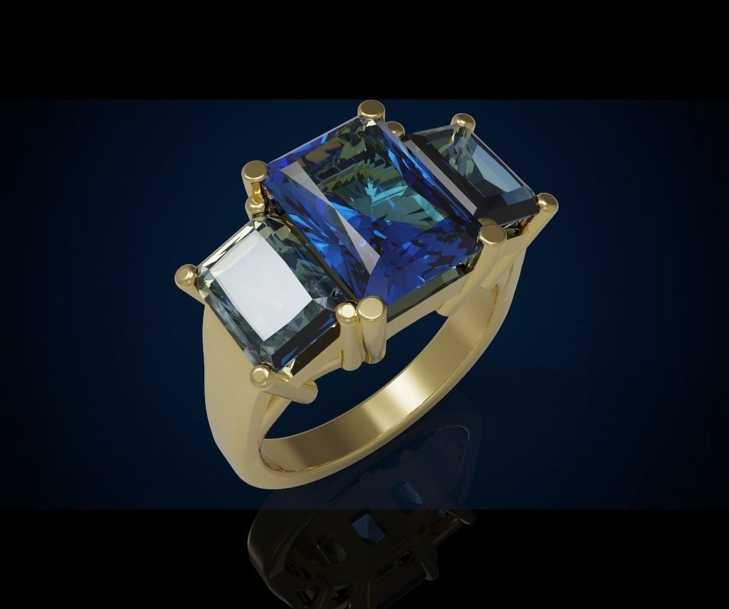 Three gemstone ring  Cg 3 18 3D print model_7