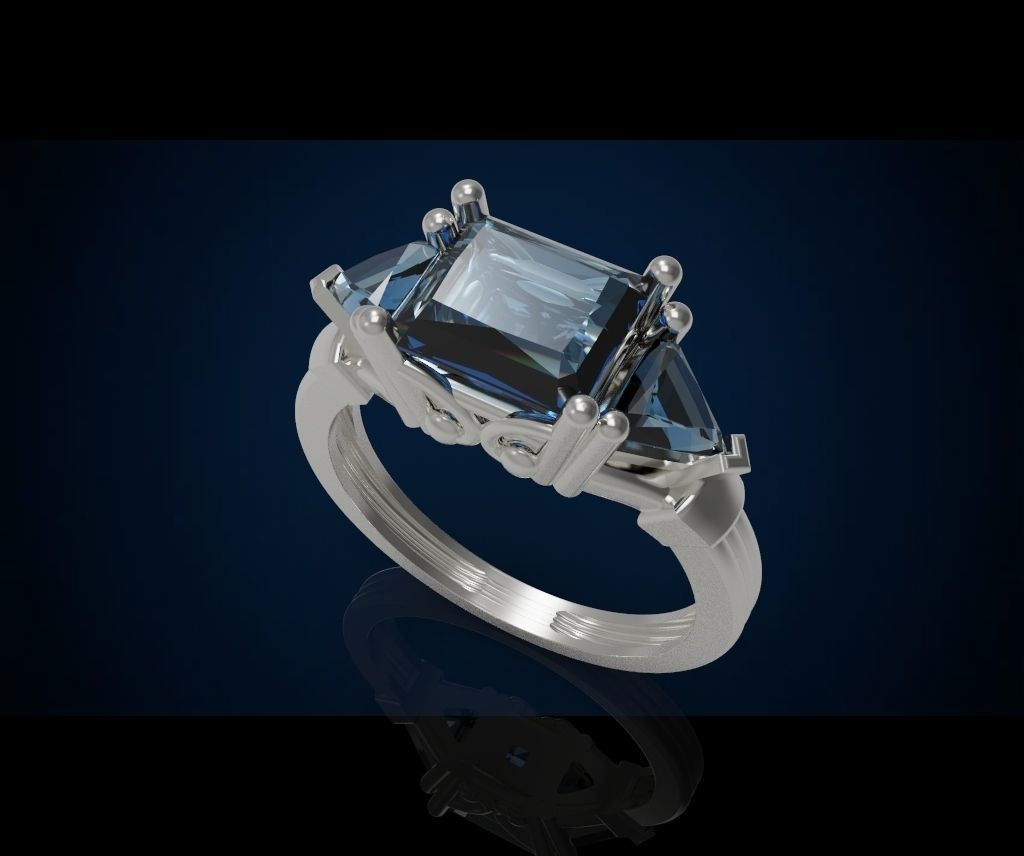 Three gemstone ring  Cg 3 19 3D print model_4