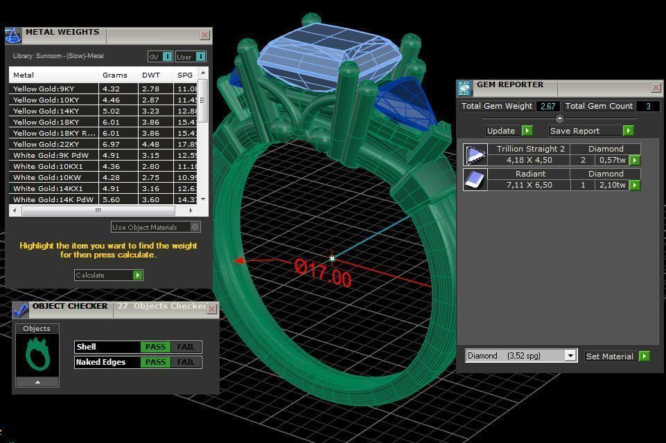 Three gemstone ring  Cg 3 19 3D print model_2