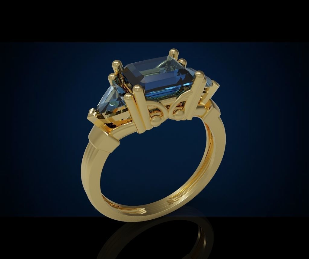 Three gemstone ring  Cg 3 19 3D print model_9