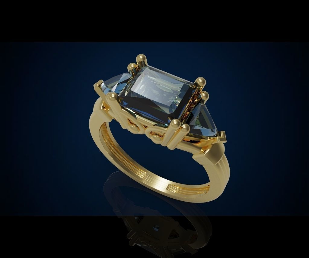 Three gemstone ring  Cg 3 19 3D print model_12