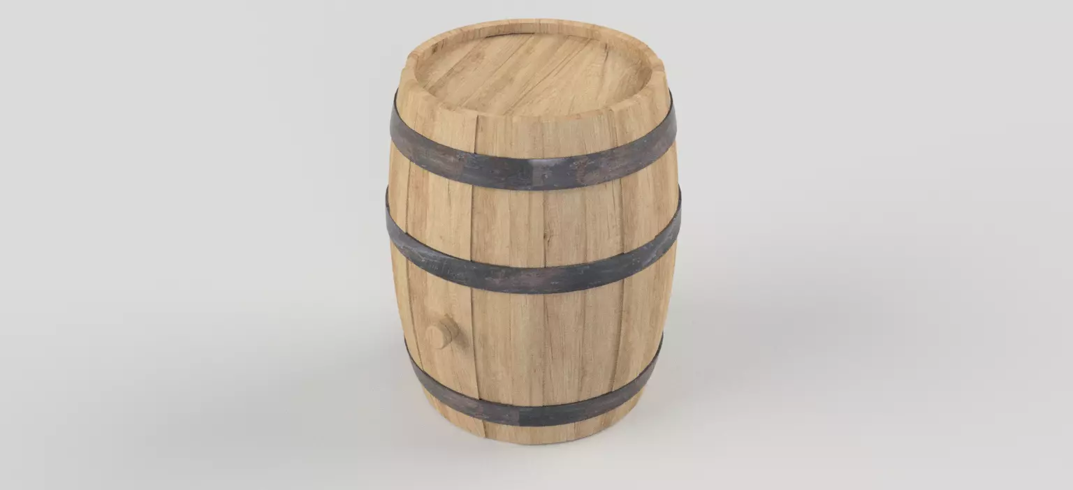Wooden Wine Barrel 3D model