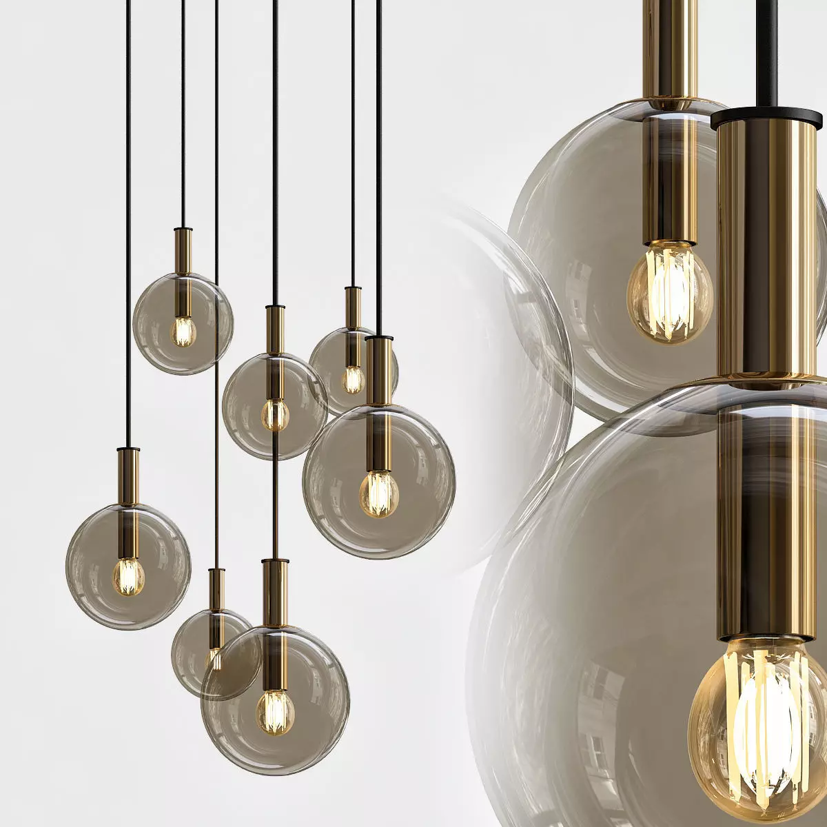 Glass Pendant Light 3D model_0