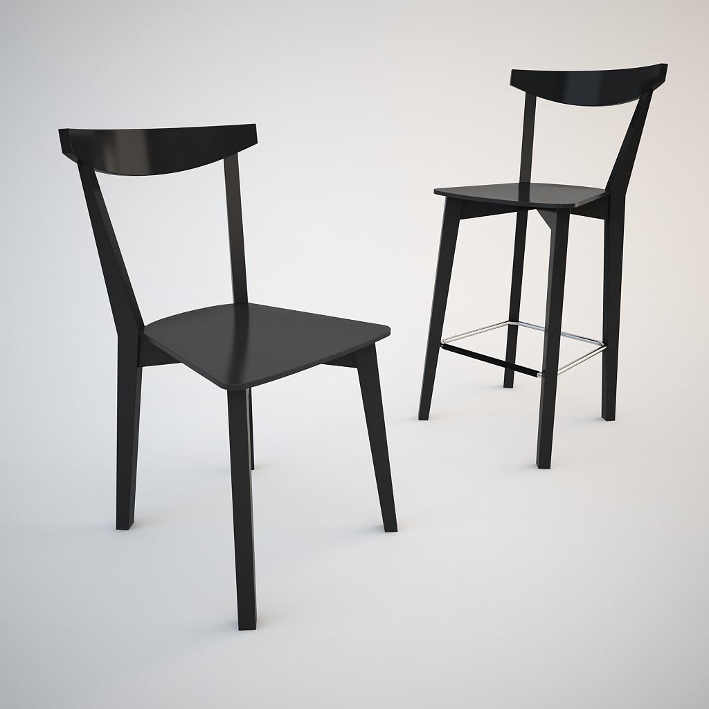 Evergreen Dining Chair and Barstool Set 3D Model Collection_2