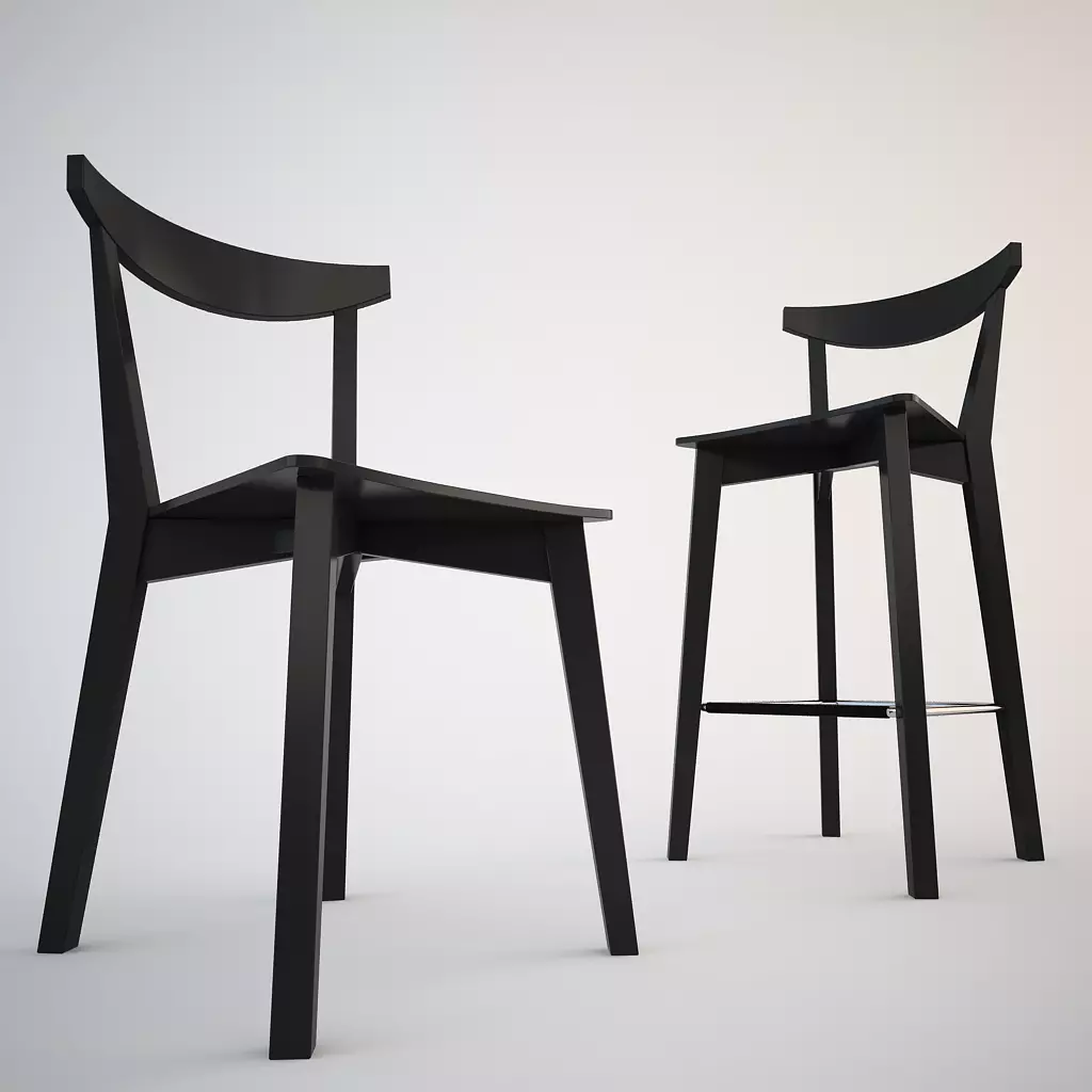 Evergreen Dining Chair and Barstool Set 3D Model Collection_0