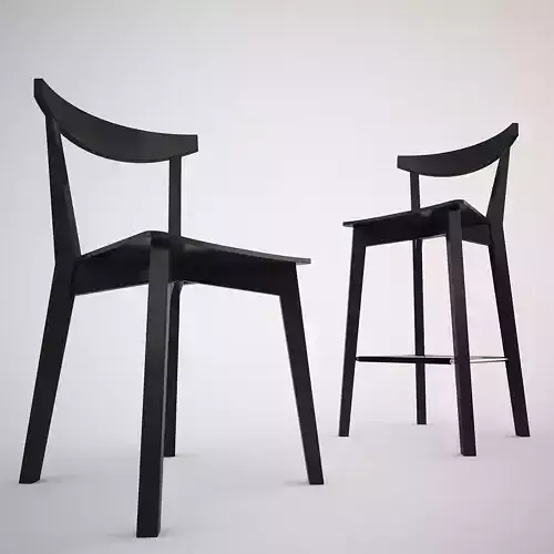 Evergreen Dining Chair and Barstool Set 3D Model Collection Evergreen Dining Chair and Barstool Set 3D Model Collection