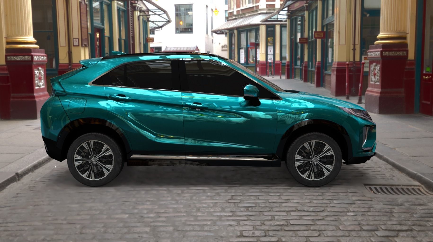 mitsubishi eclipse cross turquoise 3D model_2