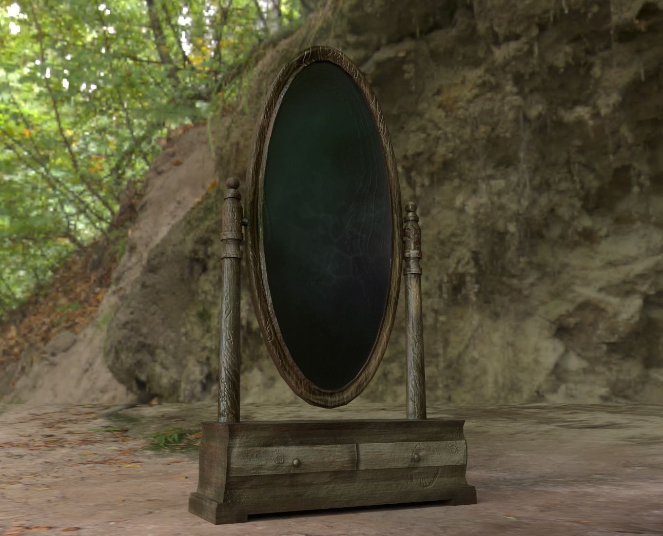mirror with blackboard Low-poly 3D model_2