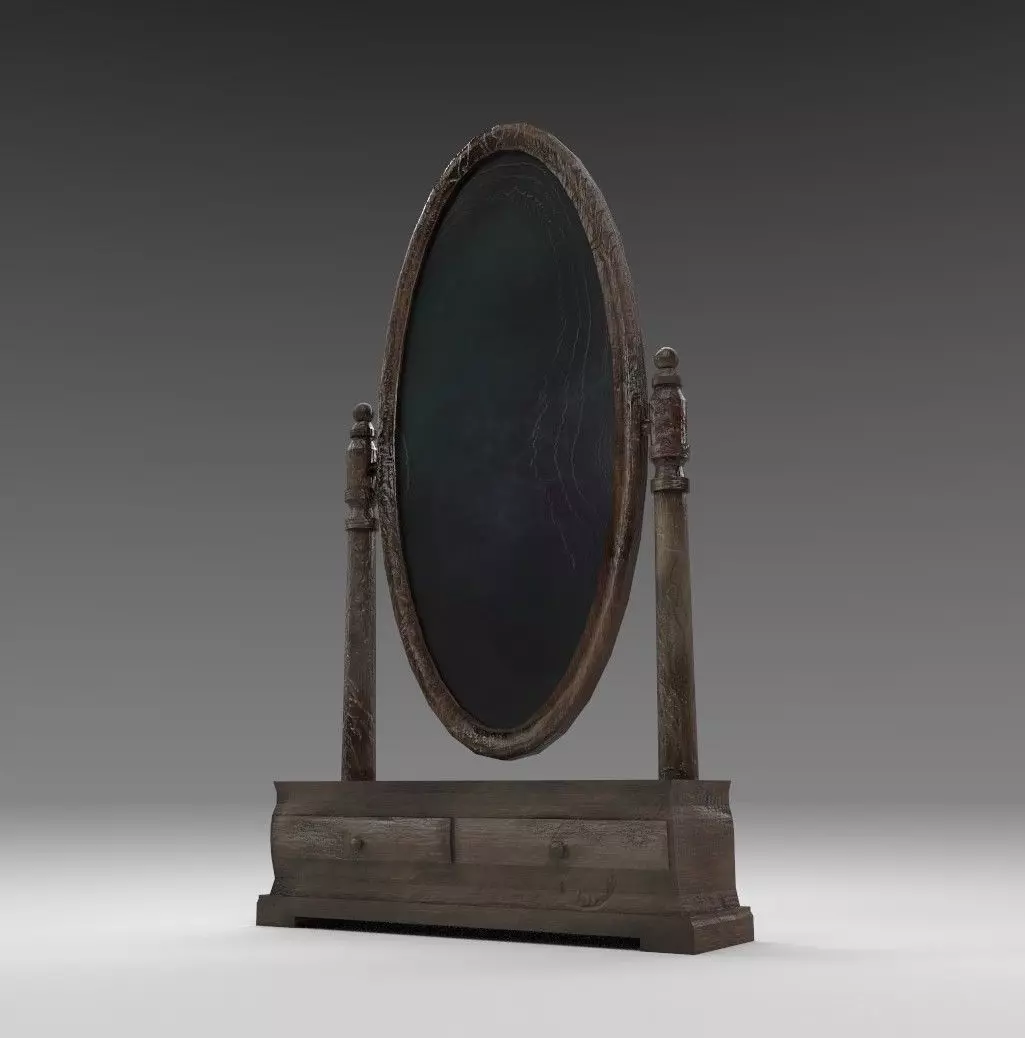 mirror with blackboard Low-poly 3D model_0