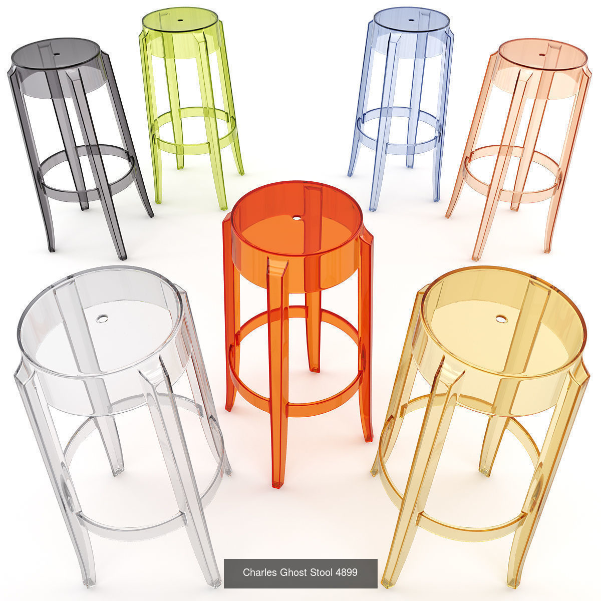 Charles Ghost Stool Set 3D Model Collection_5