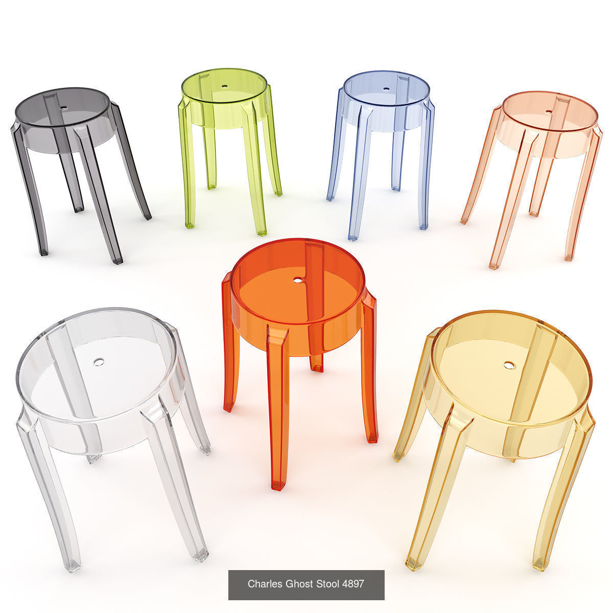 Charles Ghost Stool Set 3D Model Collection_3