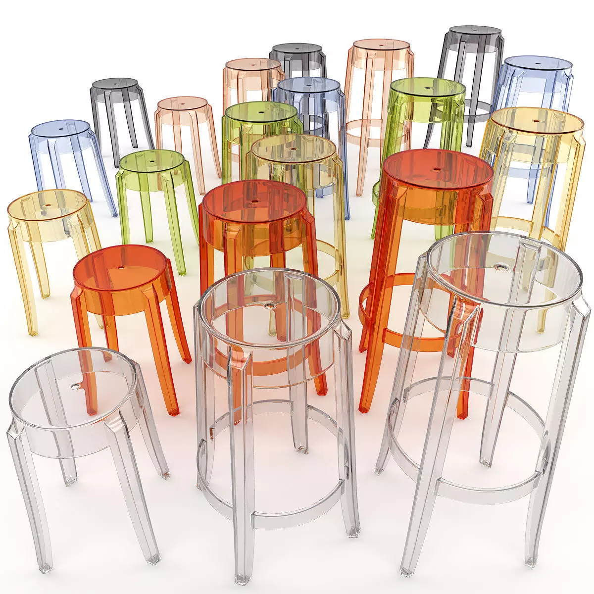 Charles Ghost Stool Set 3D Model Collection_0