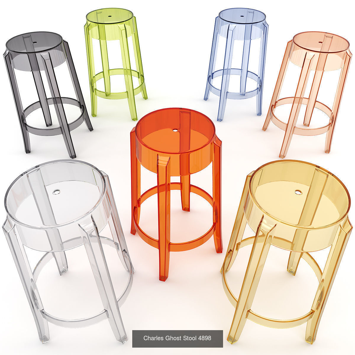 Charles Ghost Stool Set 3D Model Collection_4
