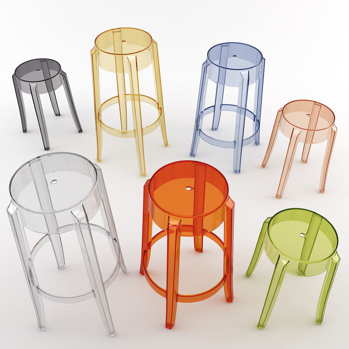 Charles Ghost Stool Set 3D Model Collection_2