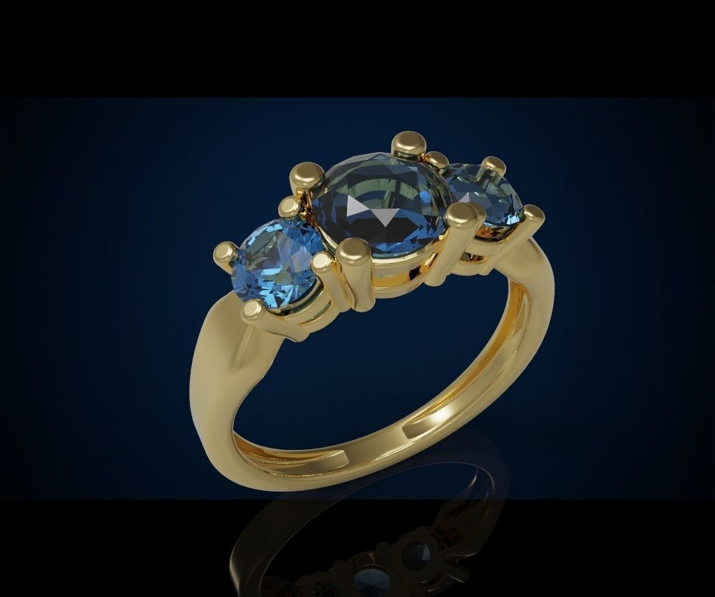 Three gemstone ring  Cg 3 24 3D print model_16