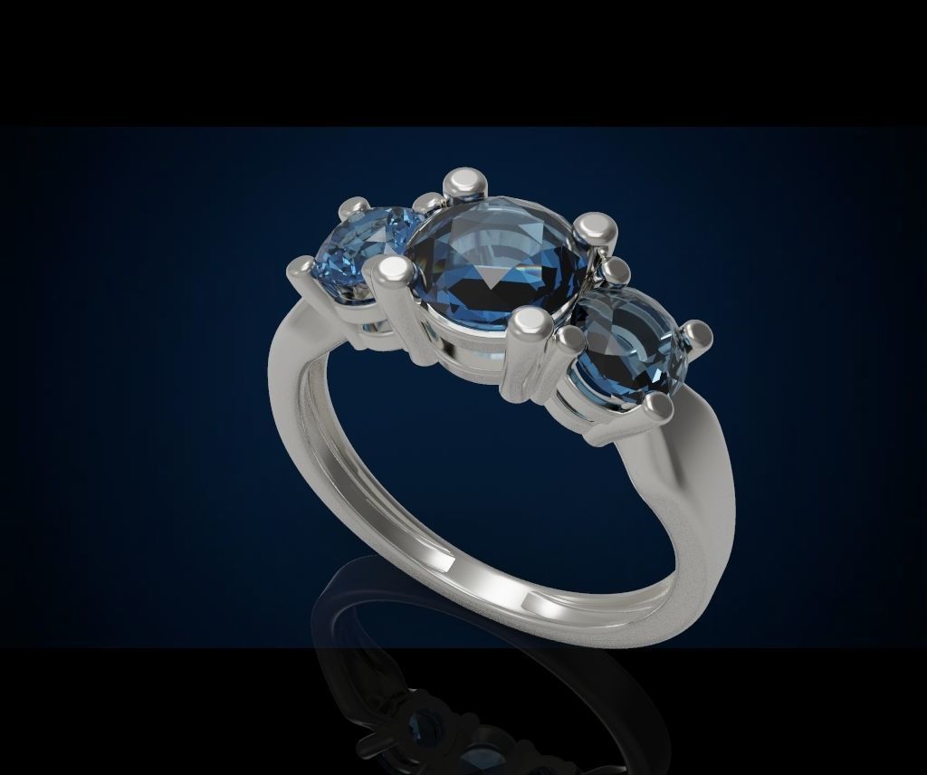 Three gemstone ring  Cg 3 24 3D print model_12