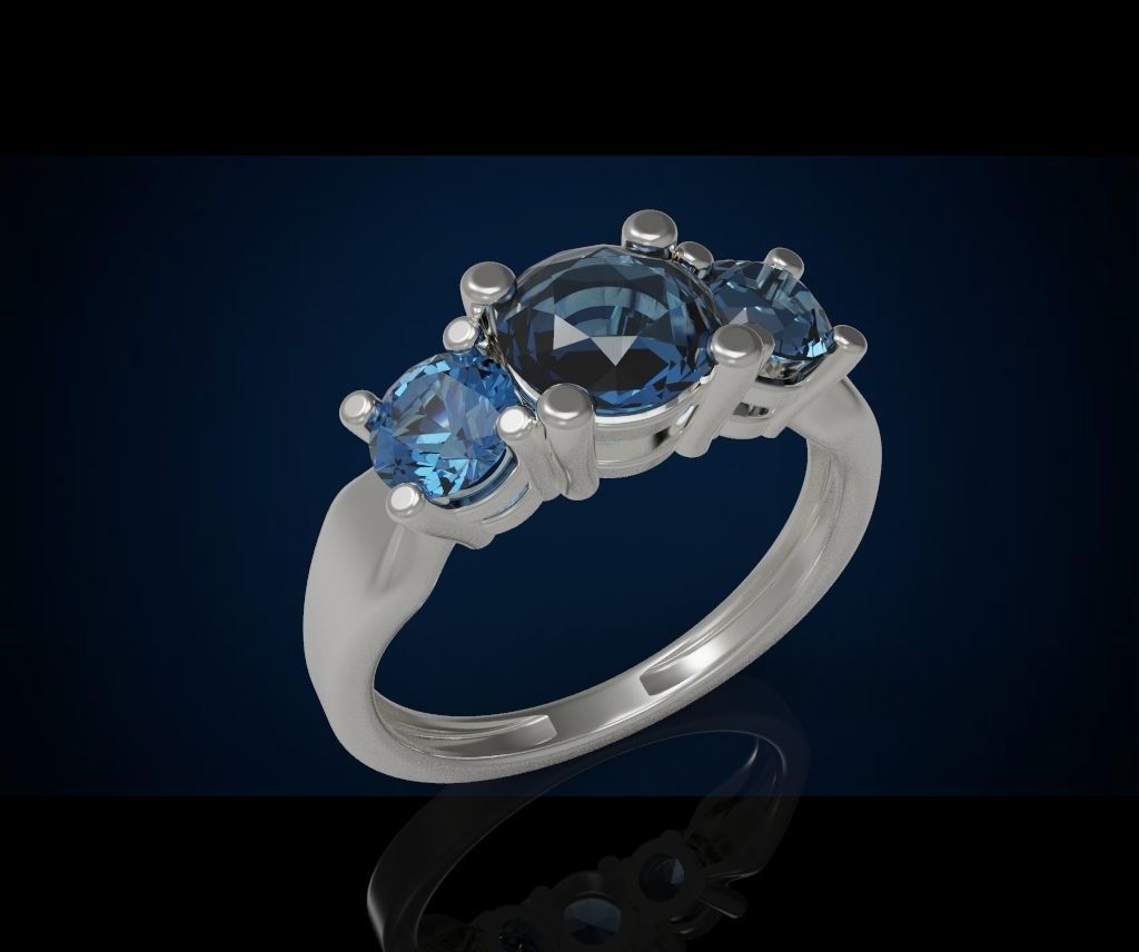 Three gemstone ring  Cg 3 24 3D print model_9
