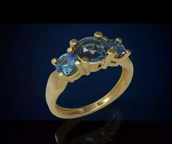 Three gemstone ring  Cg 3 24 3D print model