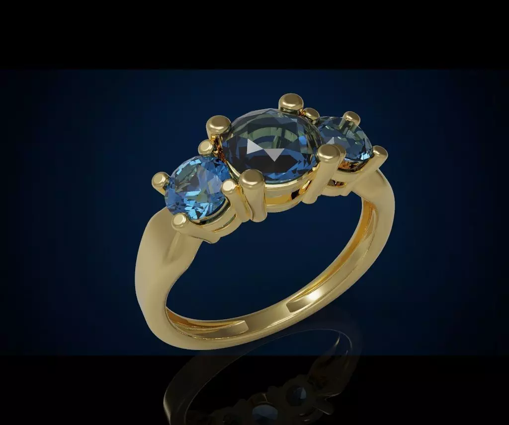 Three gemstone ring  Cg 3 24 3D print model_0