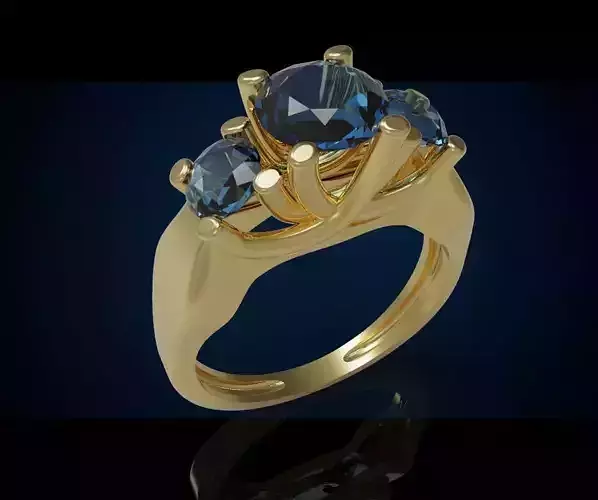 Three gemstone ring  Cg 3 25 3D print model
