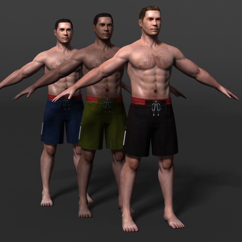Man in swim trunks Low-poly 3D model_3
