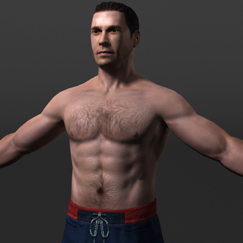 Man in swim trunks Low-poly 3D model_4