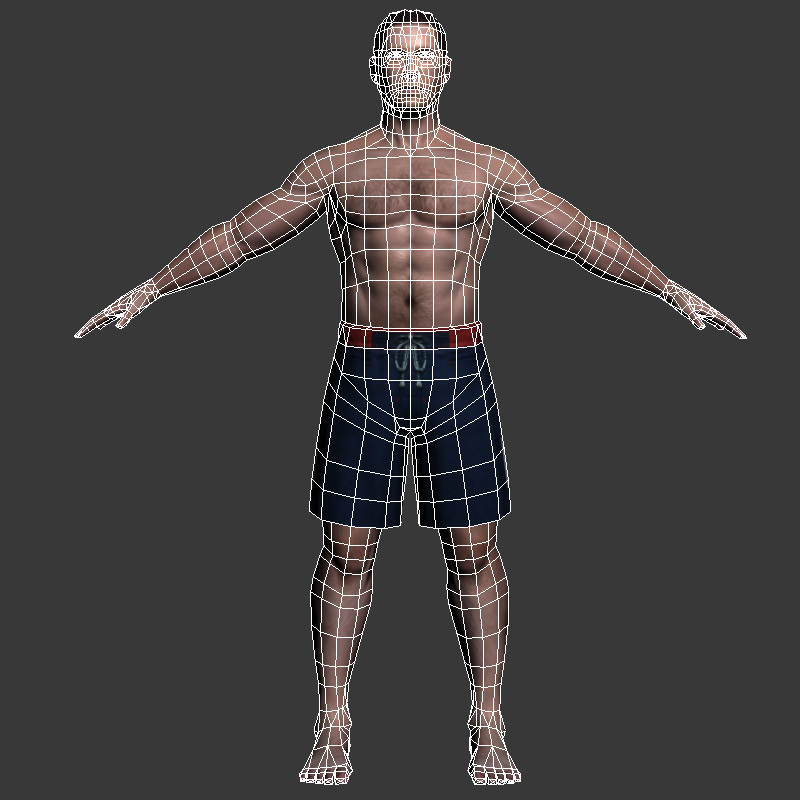 Man in swim trunks Low-poly 3D model_5