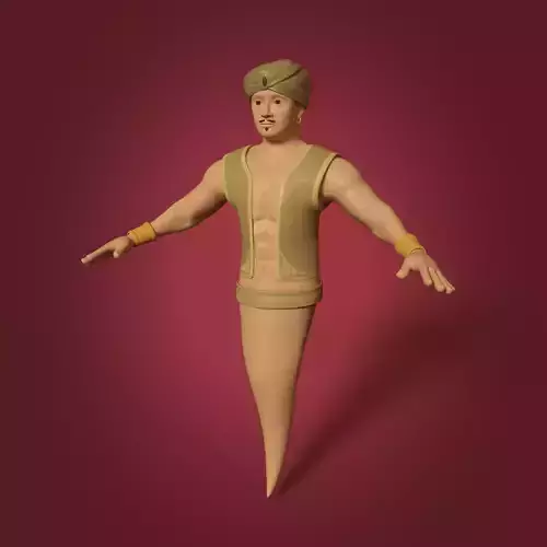 Cartoon Djinn - The Genie of the Lamp Low-poly 3D model