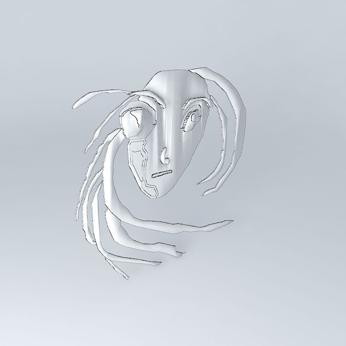 face fish with long hair Free 3D model_3