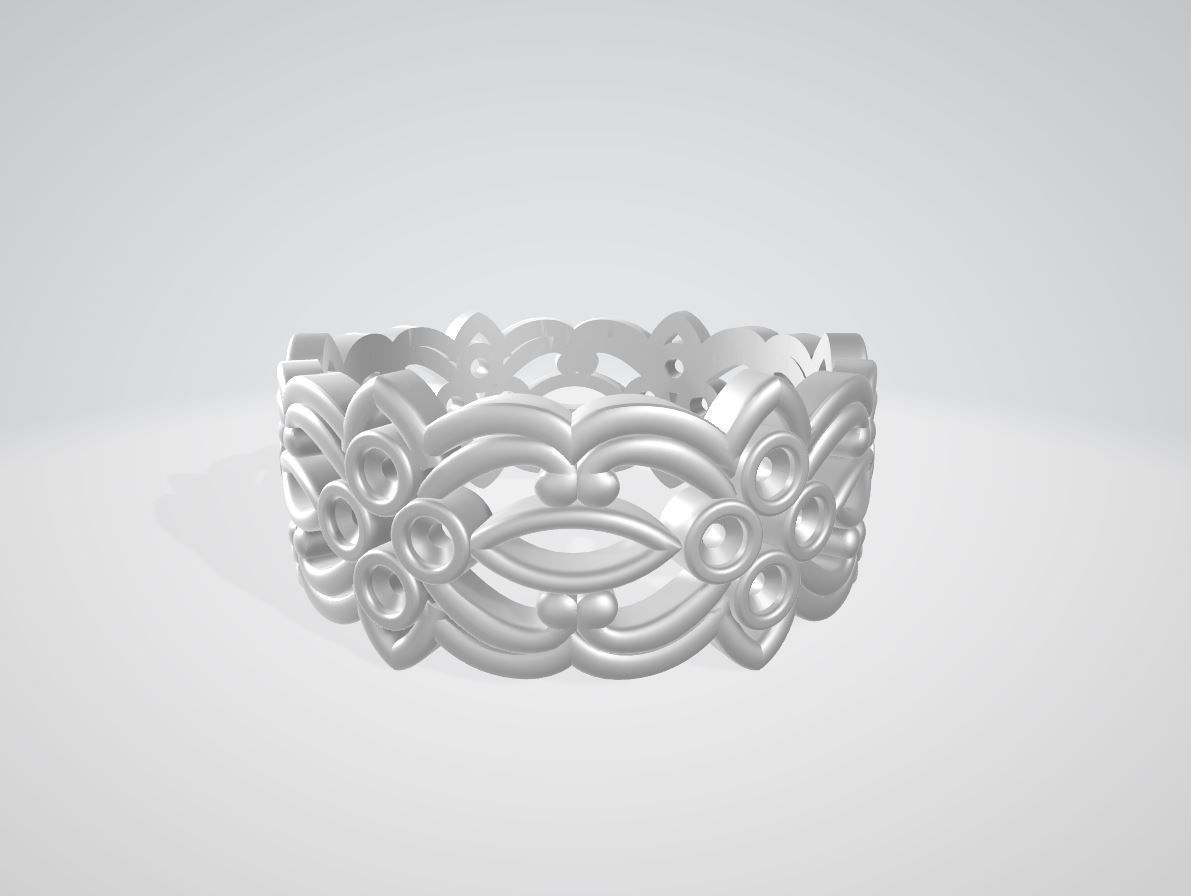 Pattern Ring with small gems 3D print model_6