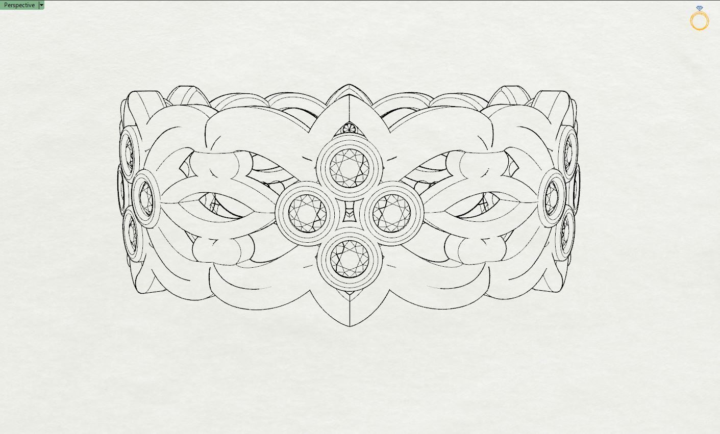 Pattern Ring with small gems 3D print model_8