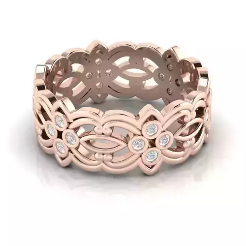 Pattern Ring with small gems 3D print model