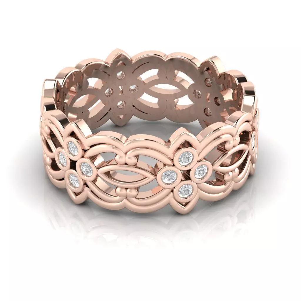 Pattern Ring with small gems 3D print model_0
