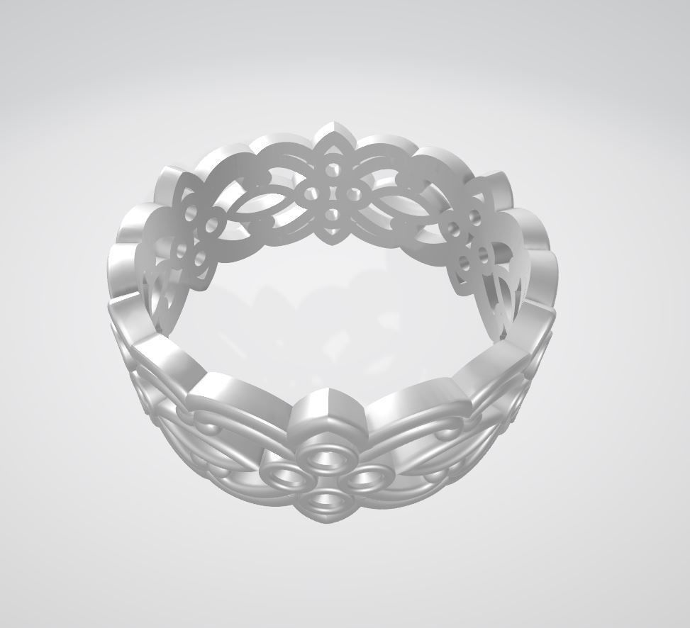 Pattern Ring with small gems 3D print model_7