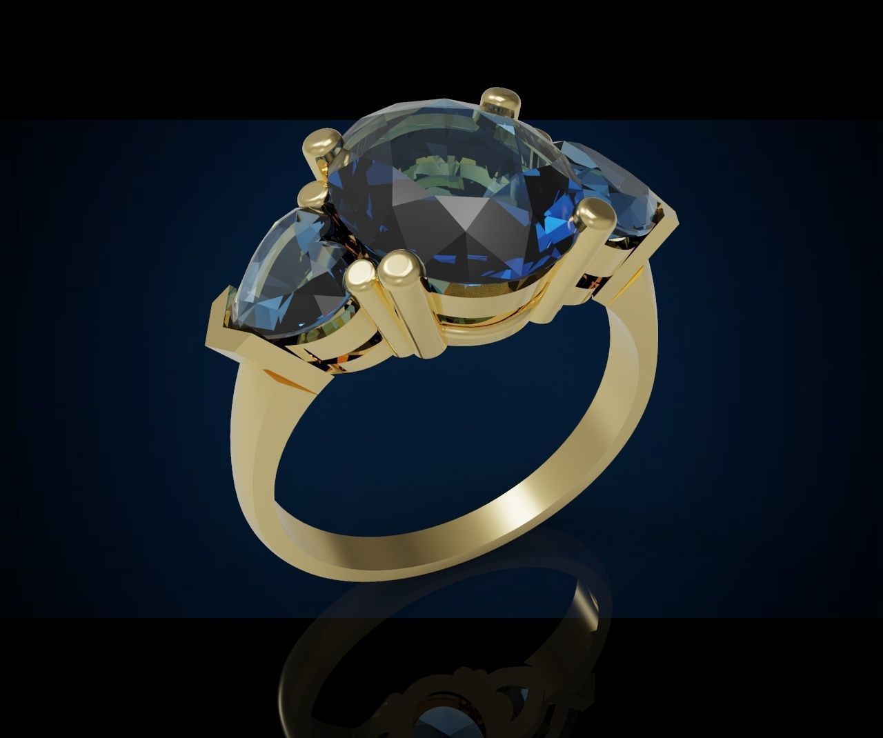 Three gemstone pack ring  3D Model Collection_24