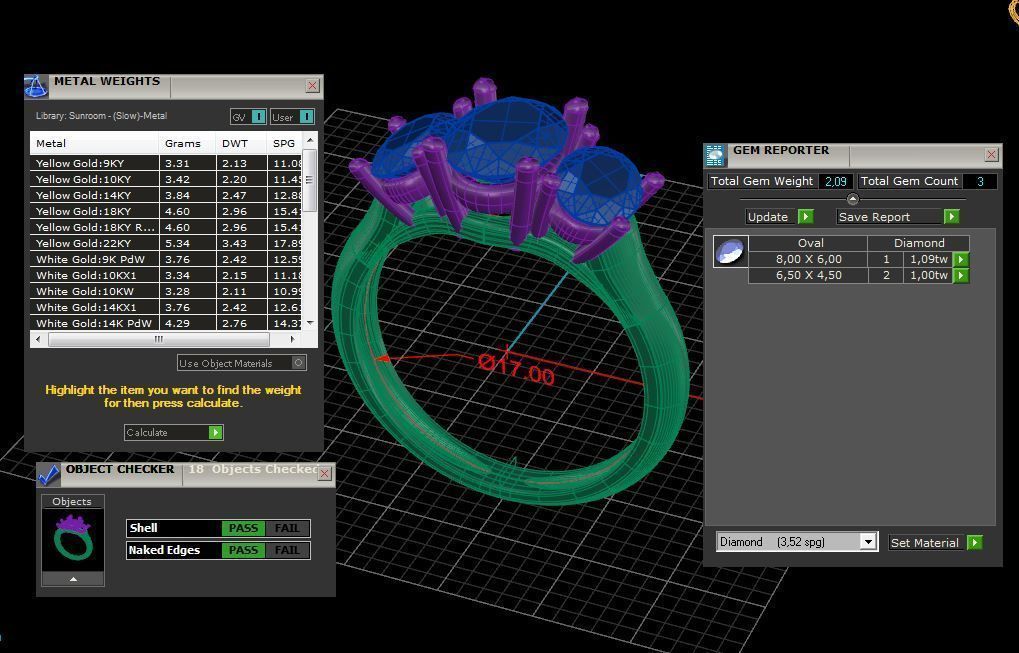 Three gemstone pack ring  3D Model Collection_7