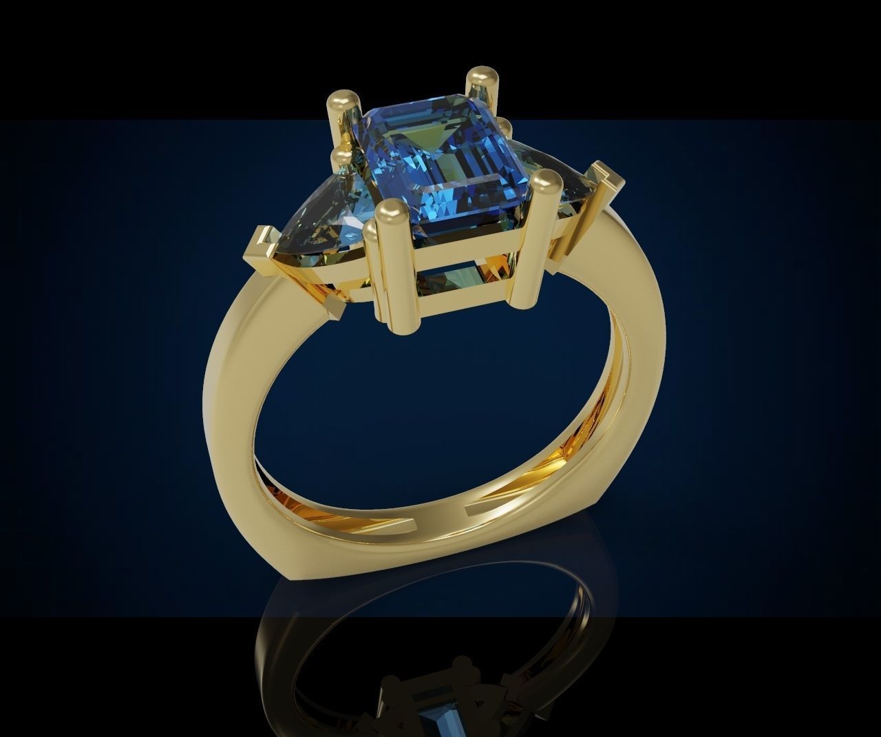 Three gemstone pack ring  3D Model Collection_8