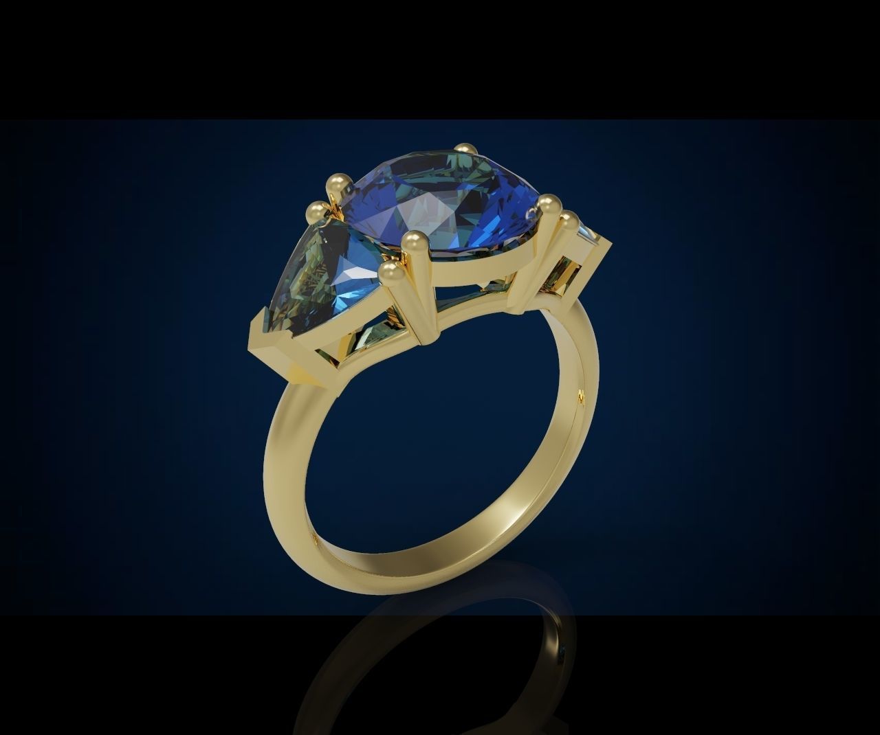 Three gemstone pack ring  3D Model Collection_4