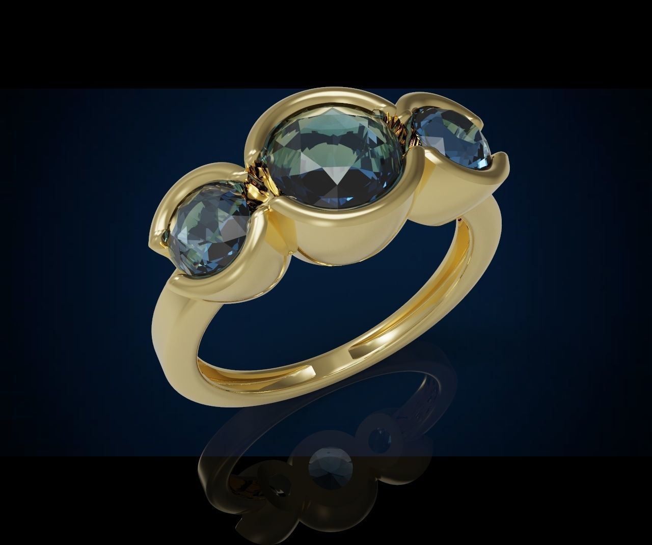 Three gemstone pack ring  3D Model Collection_26