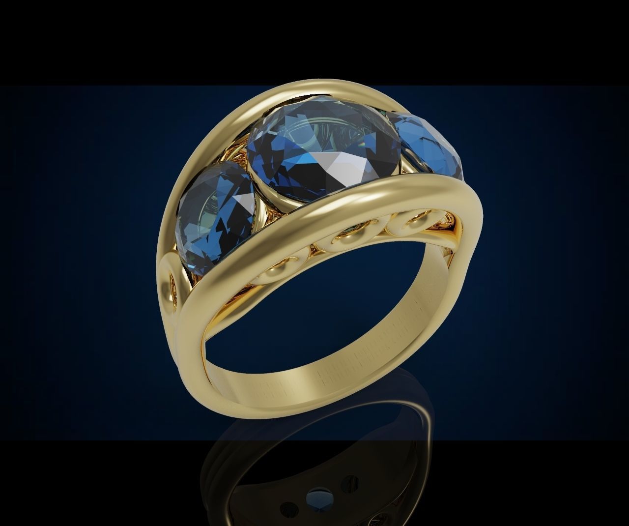 Three gemstone pack ring  3D Model Collection_12