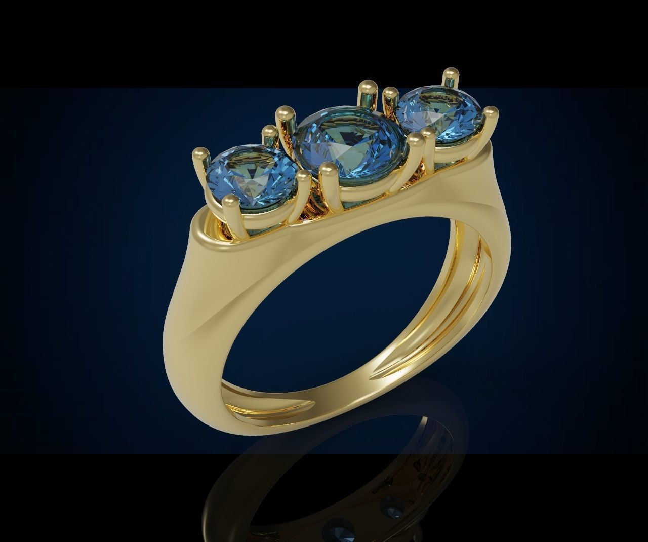 Three gemstone pack ring  3D Model Collection_32
