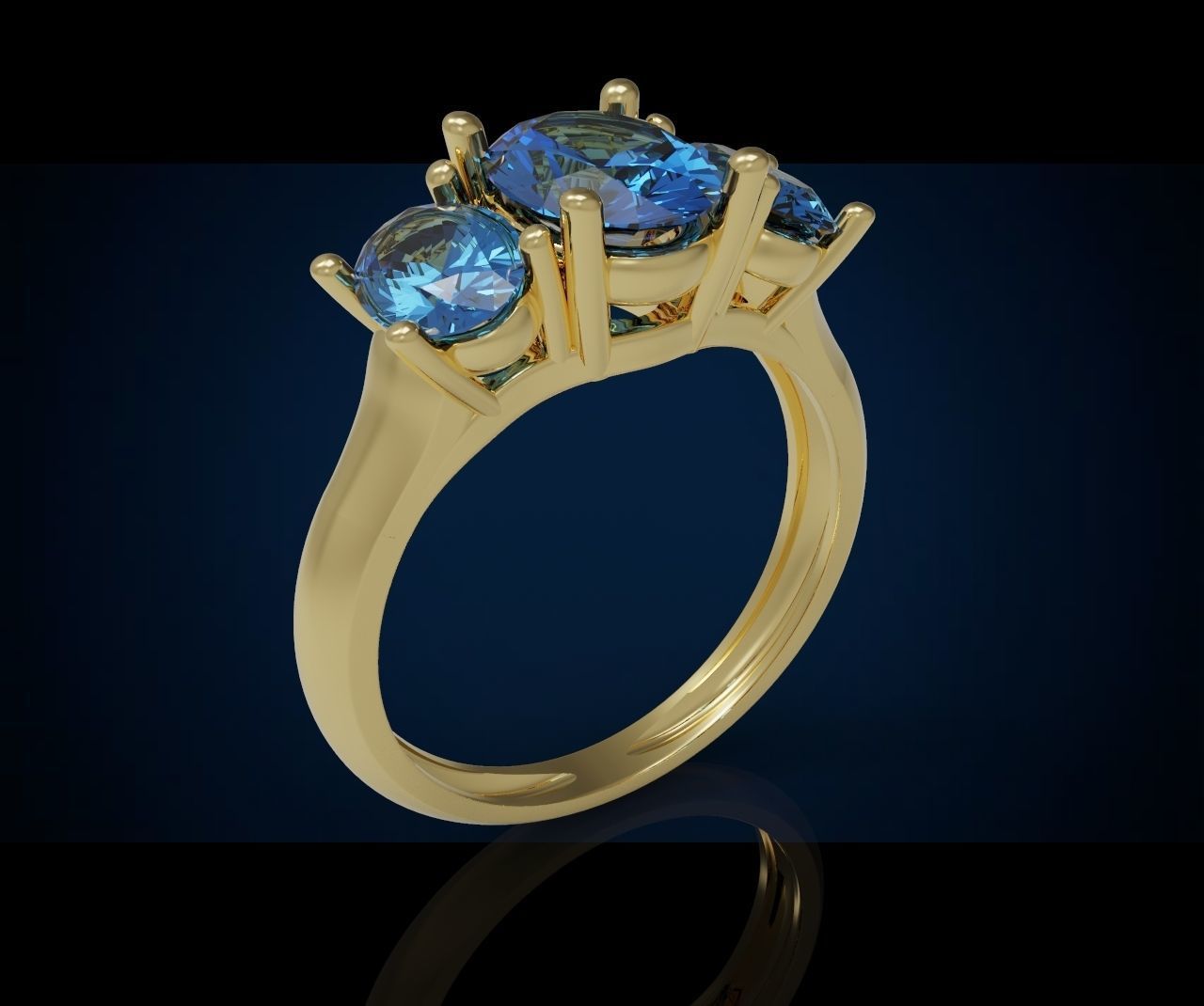 Three gemstone pack ring  3D Model Collection_6