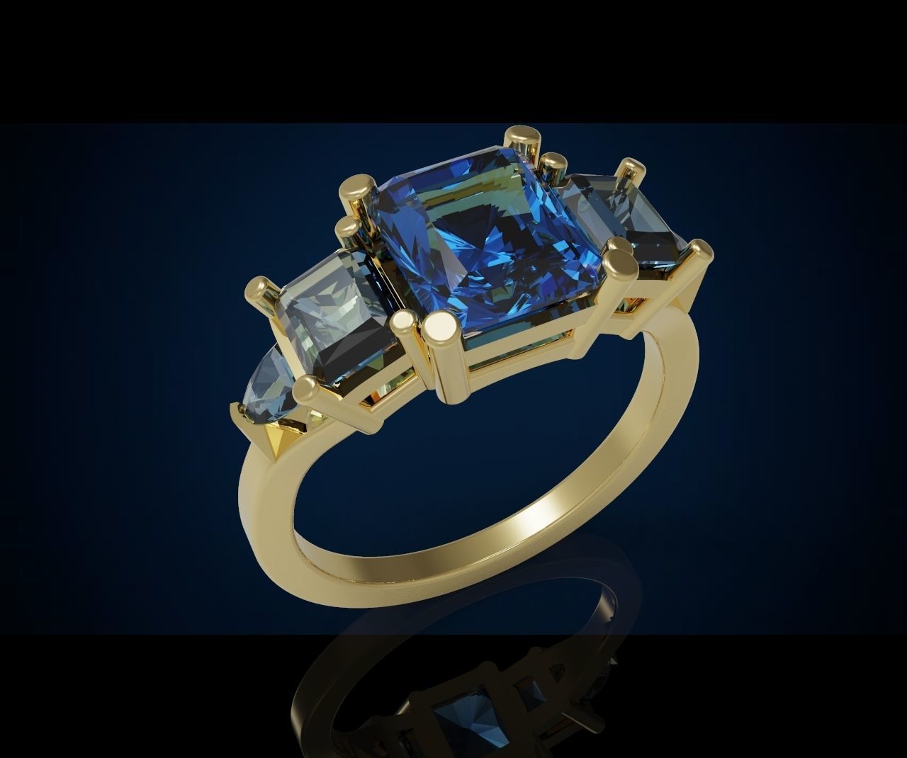 Three gemstone pack ring  3D Model Collection_30