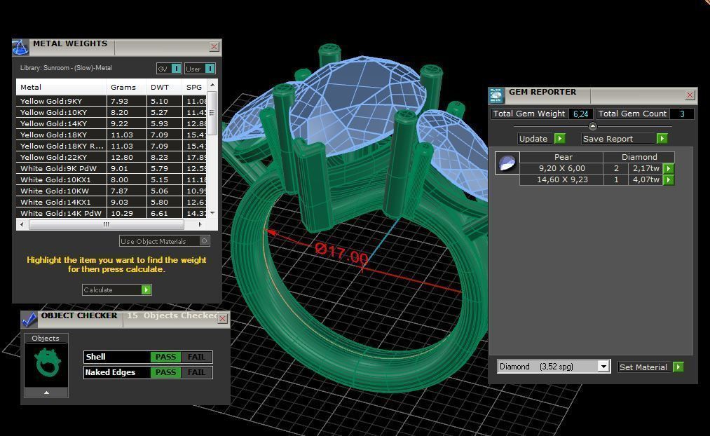 Three gemstone pack ring  3D Model Collection_11