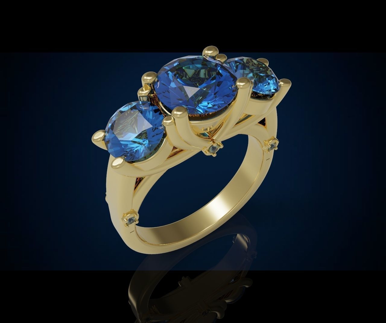 Three gemstone pack ring  3D Model Collection_34