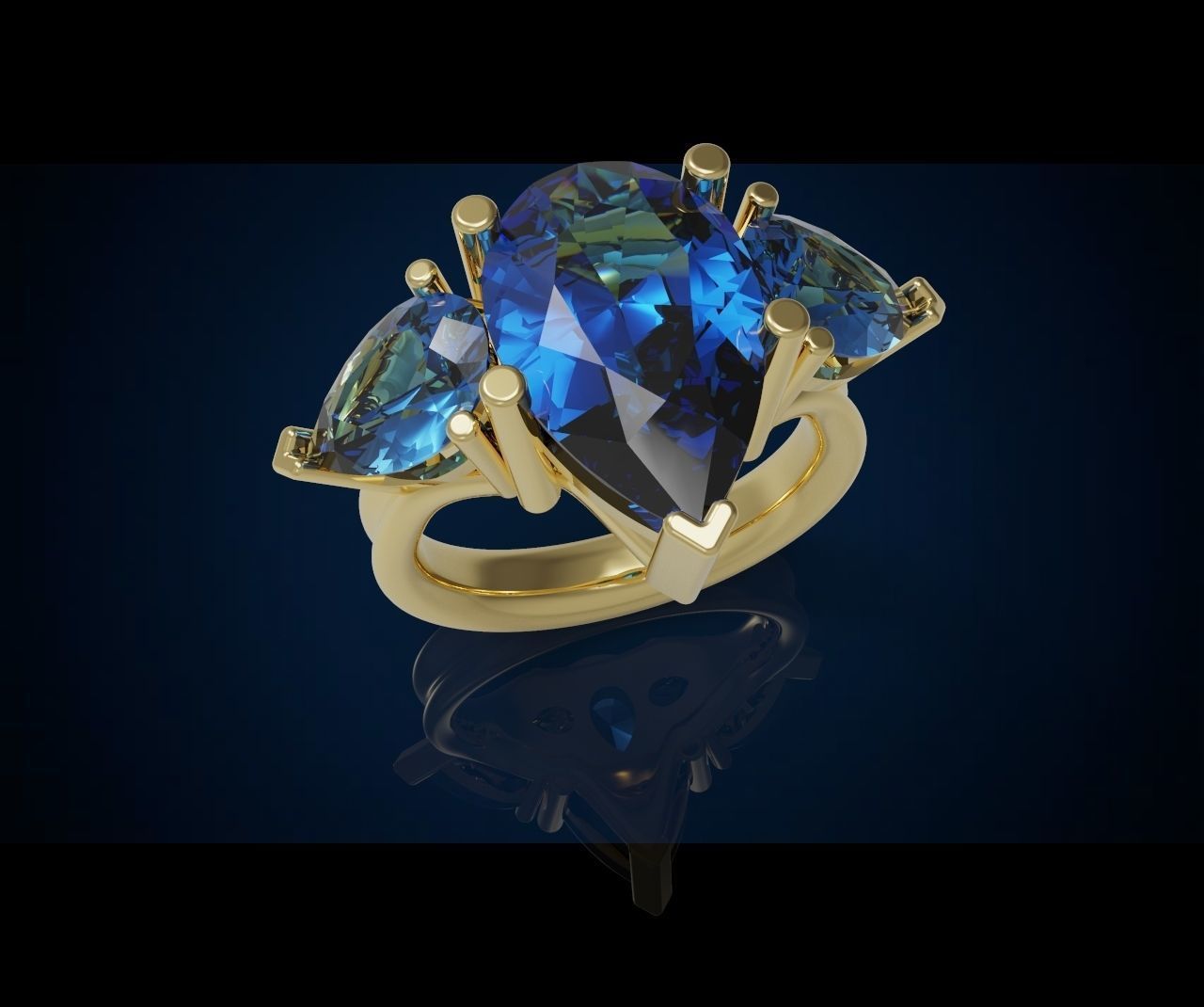 Three gemstone pack ring  3D Model Collection_10