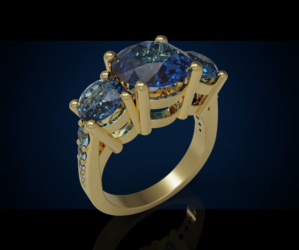 Three gemstone pack ring  3D Model Collection_44