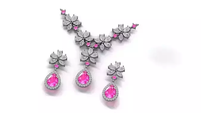 Necklaces with  roun and marquise and pear gems