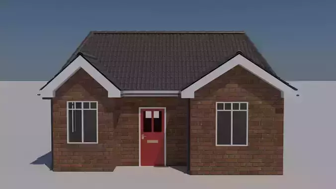 Bungalow house with doors and windows Free 3D model