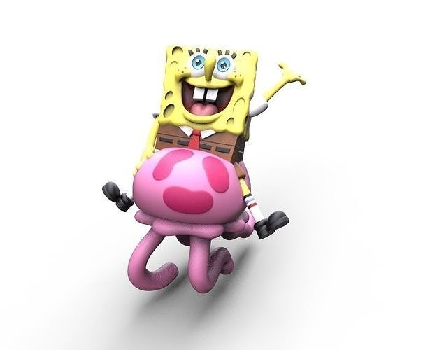 Spongebob squarepants jellyfish riding Free 3D print model